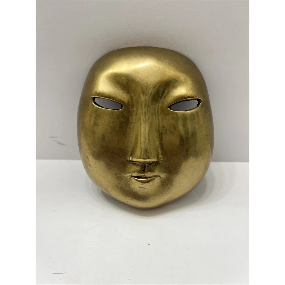 Vintage Mid-Century Brass/Cast Iron Mask Asian Inspired Hook For Hanging 3.5